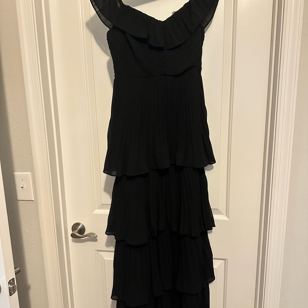 Lulu's Black Strapless Ruffled Tiered Maxi Dress